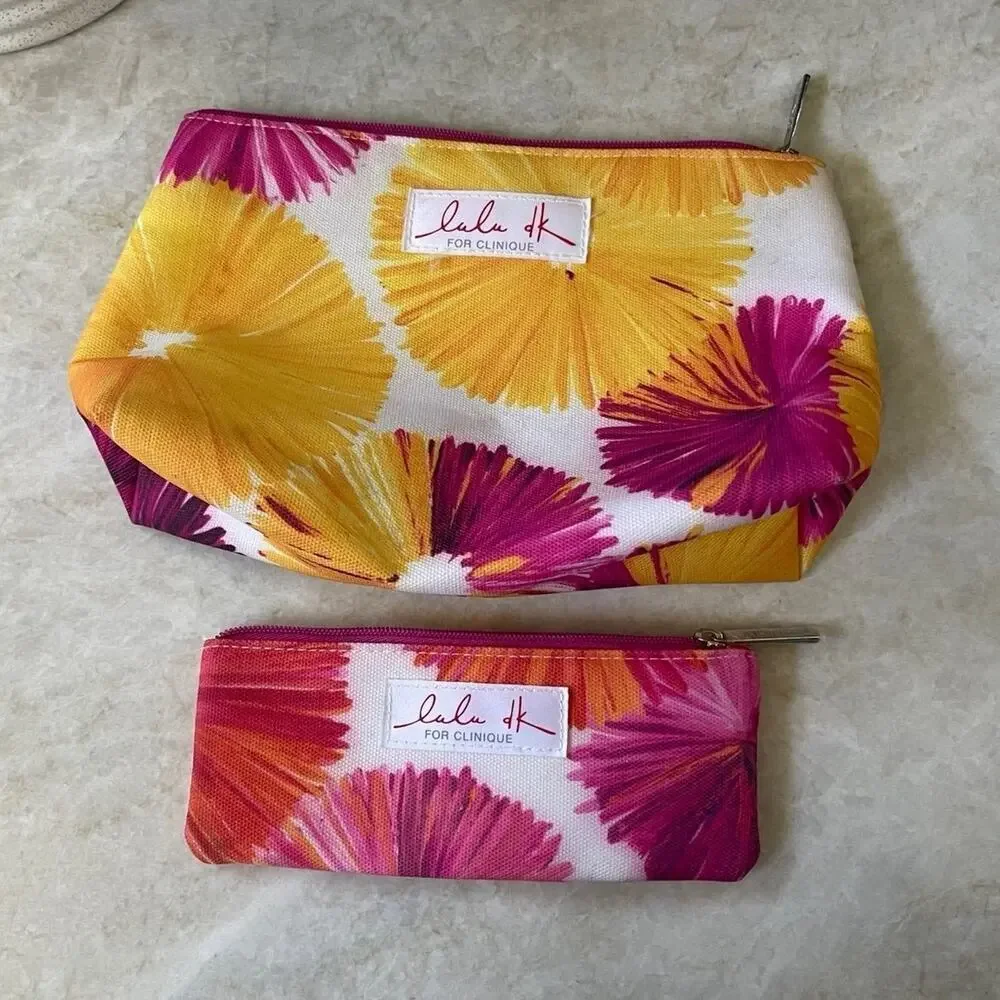 Set of 2 Clinique lulu dk collab cosmetic pouches